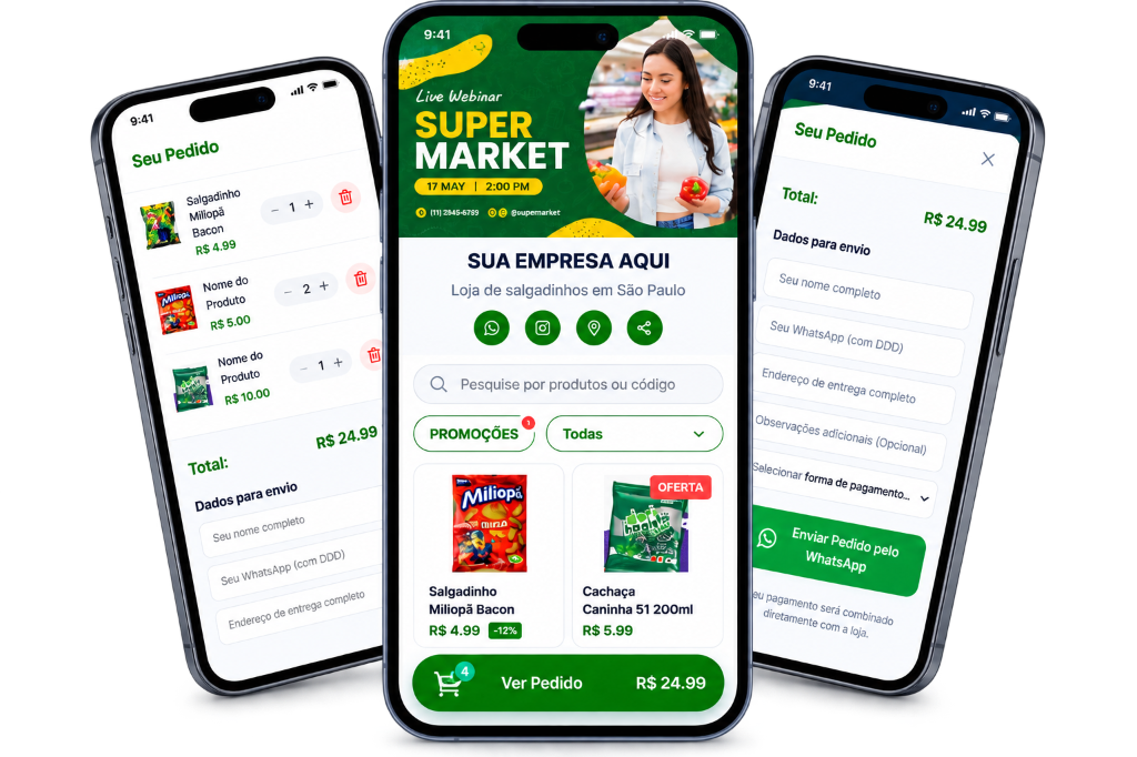 Mockup do aplicativo Catali em 3 celulares